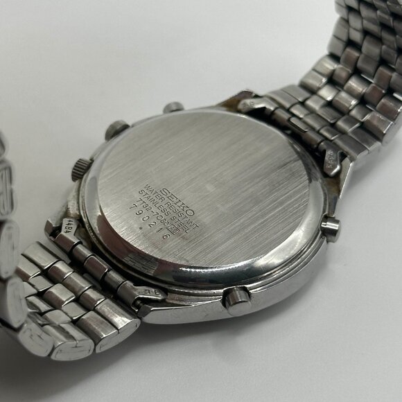 SEIKO Chronograph 7T32 -7C60 QUARTZ ALARM WATCH 38mm Arabic Numbers - Picture 5 of 7